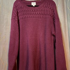 St. John's Bay Burgundy Crew Neck Sweater Cable Knit